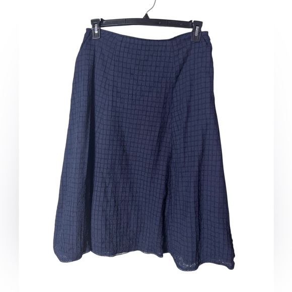 Eileen Fisher Midi Skirt Small Navy Blue Closet Staple Preppy Whimsigoth Twee - Picture 1 of 6